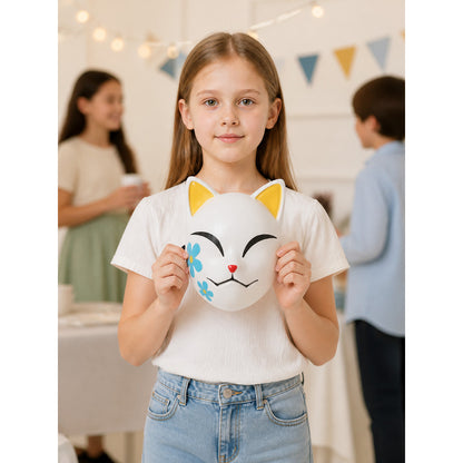 Halloween Cat Carnival Mask with Blue Flowers lifestyle view