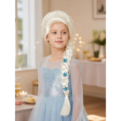 Carnival Wig, Light Gold with Blue Snowflakes lifestyle view