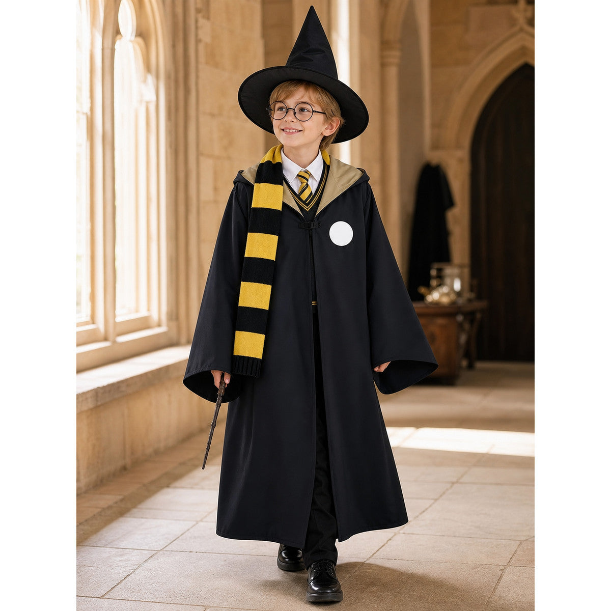 Halloween Wizard Costume with Robe and Hat lifestyle view