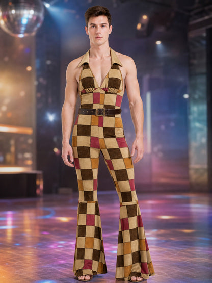 70s Disco-Style Flared Costume Jumpsuit lifestyle view