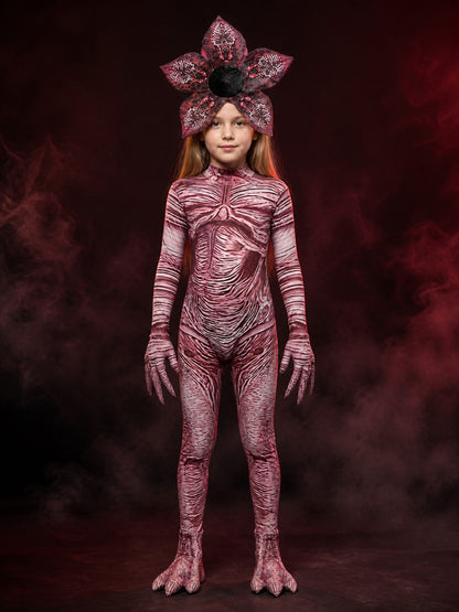 Unisex Flower Monster Bodysuit Halloween Costume Set With Headpiece, Gloves And main product view
