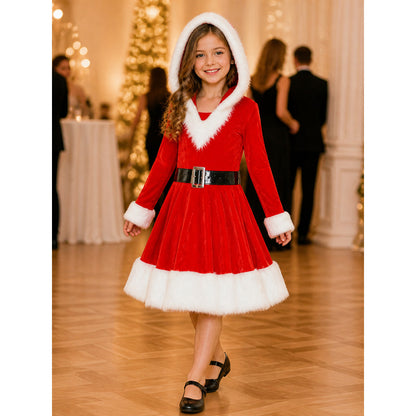 New Year's hooded costume, red dress