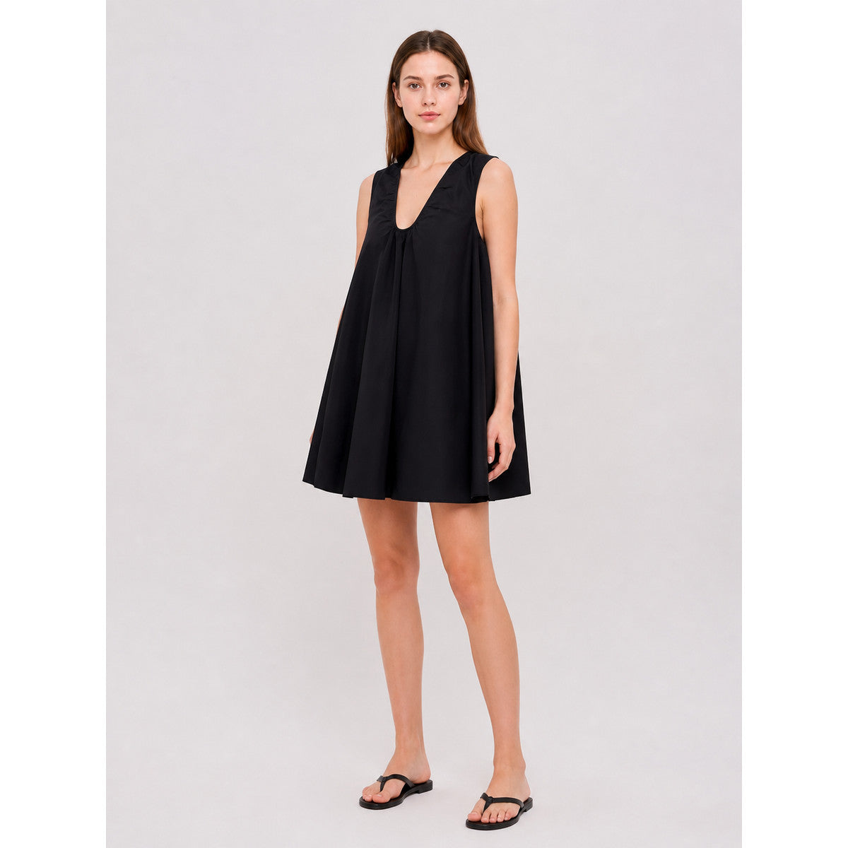 Black Sleeveless Loose A-Line Dress Costume Dresses detail