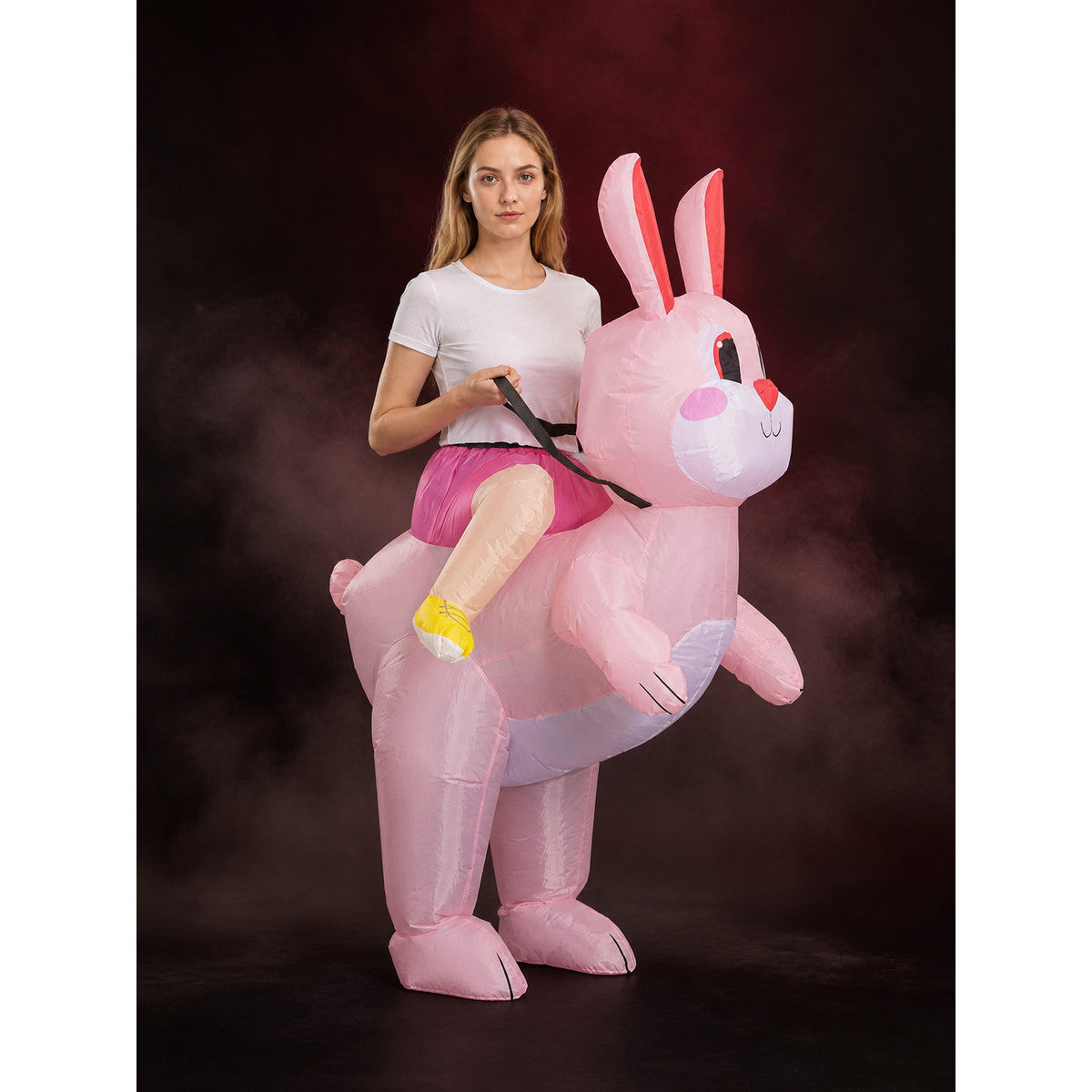 Easter Bunny Inflatable Costume, Pink Rabbit Cosplay Outfit for Adults Kids main product view