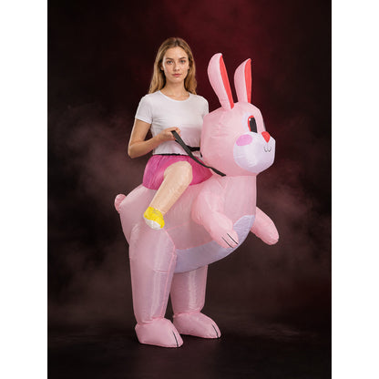 Easter Bunny Inflatable Costume, Pink Rabbit Cosplay Outfit for Adults Kids main product view