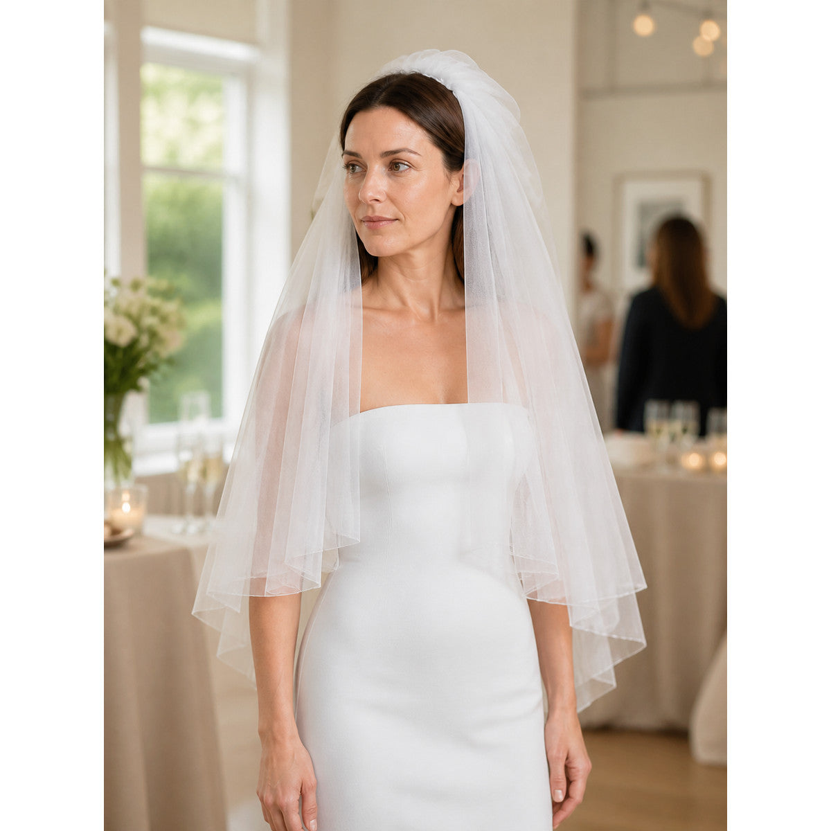White Double-Layer Halloween Carnival Headpiece lifestyle view
