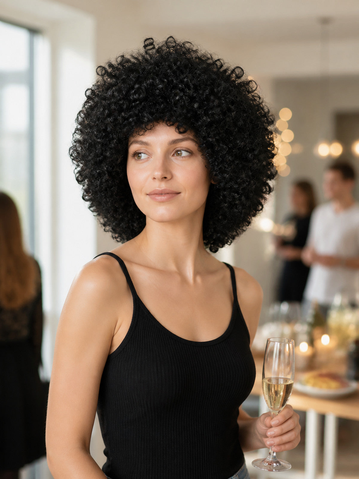 Black Voluminous Curly Costume Wig lifestyle view