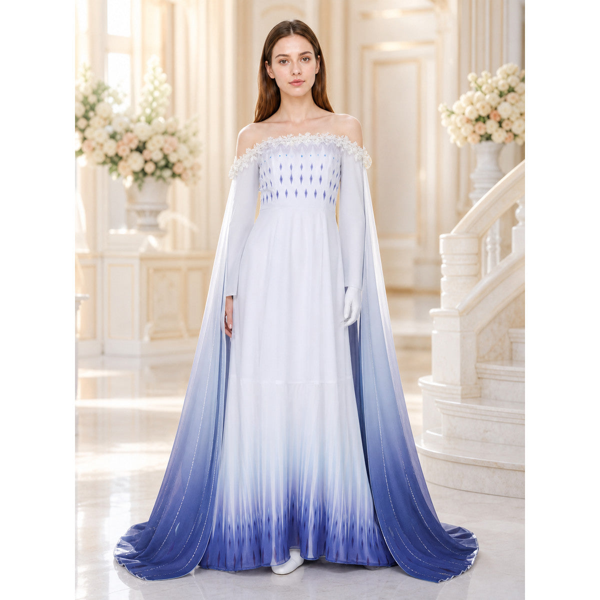 Elsa Gradient Dress with Train for Halloween lifestyle view