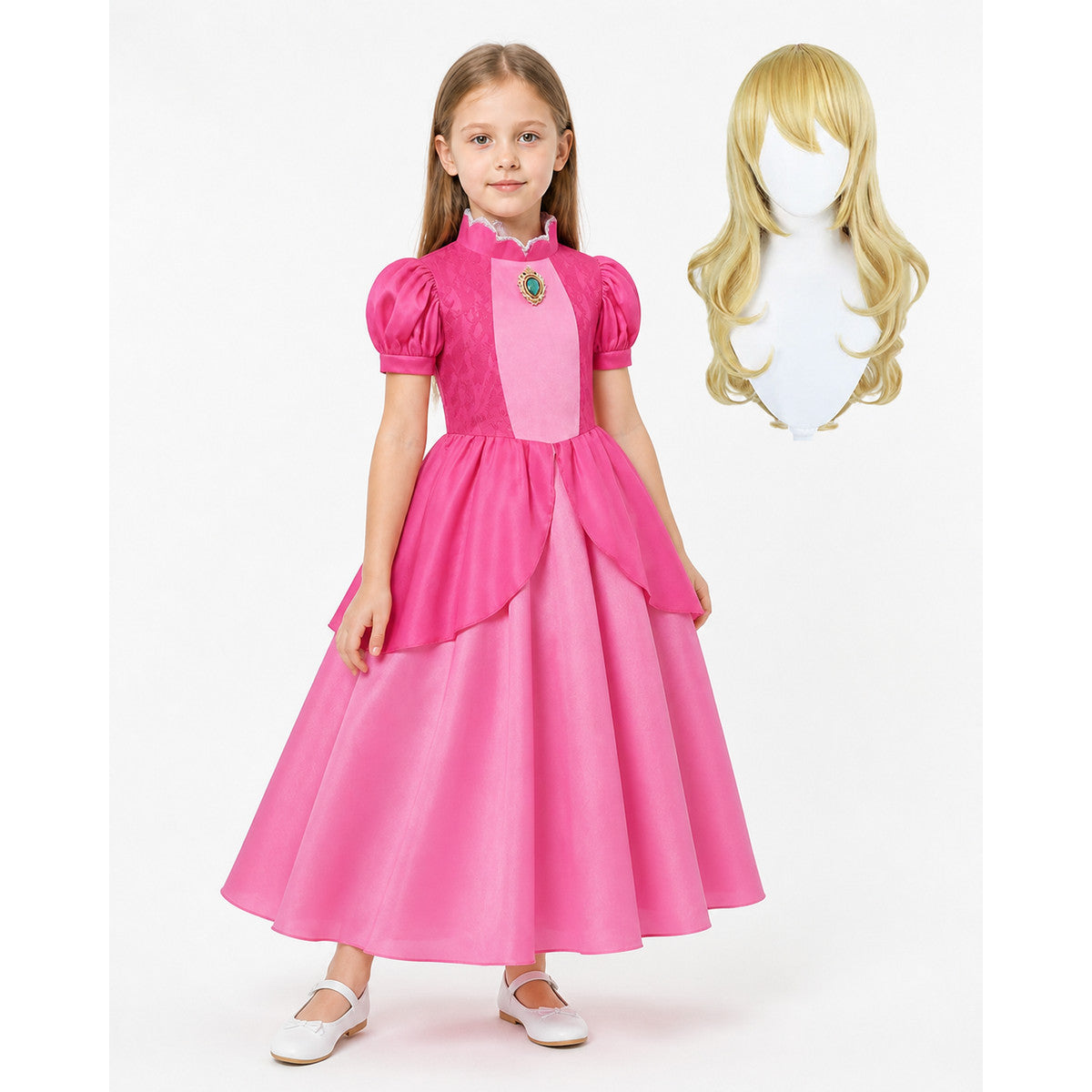 Princess Costume with Pink Dress and Wig Costume Dresses detail