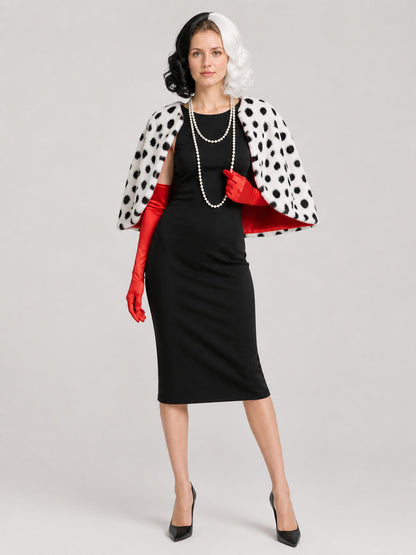 Cruella Cosplay Costume: Dress, Cape, Wig Costume Dresses detail