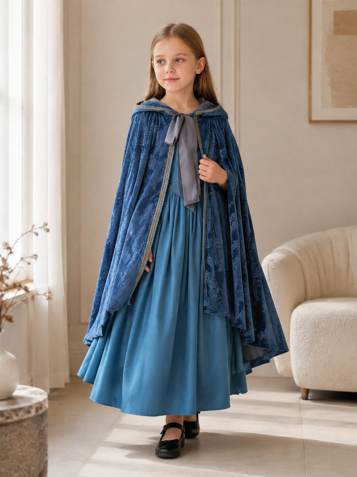 Medieval Hooded Dress with Cloak for Masquerades lifestyle view