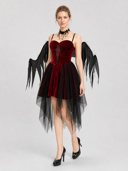 Halloween Gothic Cosplay Costume with Wings Costumes detail