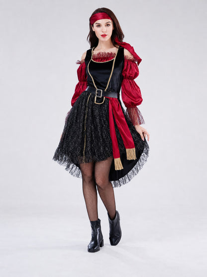 Halloween Pirate Costume: Dress, Belt, Accessories