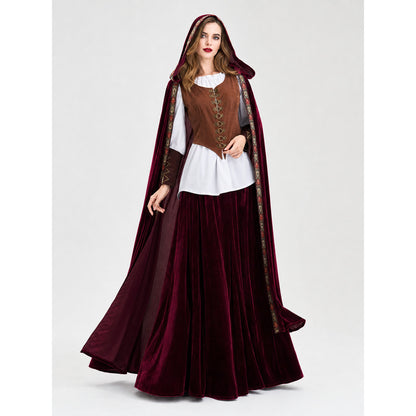 Gothic Vampire Costume with Cape and Long Skirt lifestyle