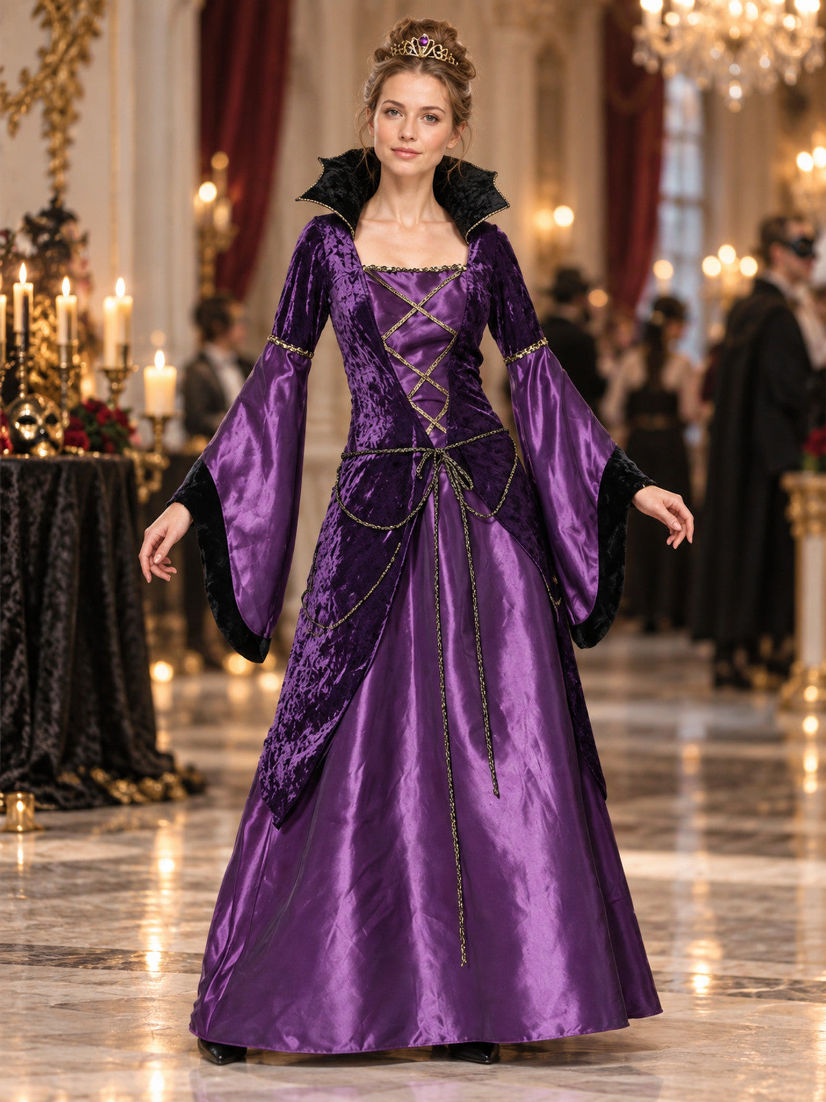 Vampire Costume with Crown and Lace-Up Detail lifestyle view