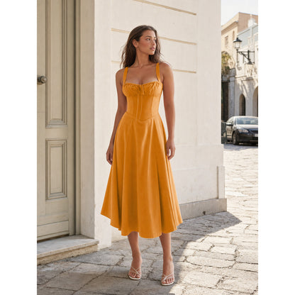 Women's Orange Thin-Strap Dress
