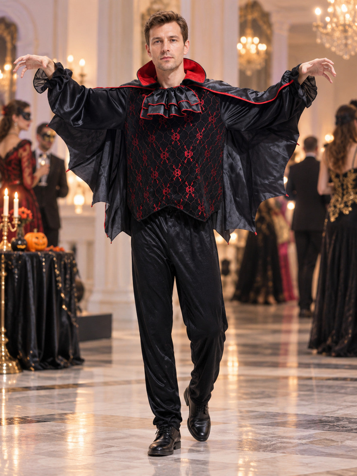 Vampire Costume with Bat-Wing Cape and Collar lifestyle view