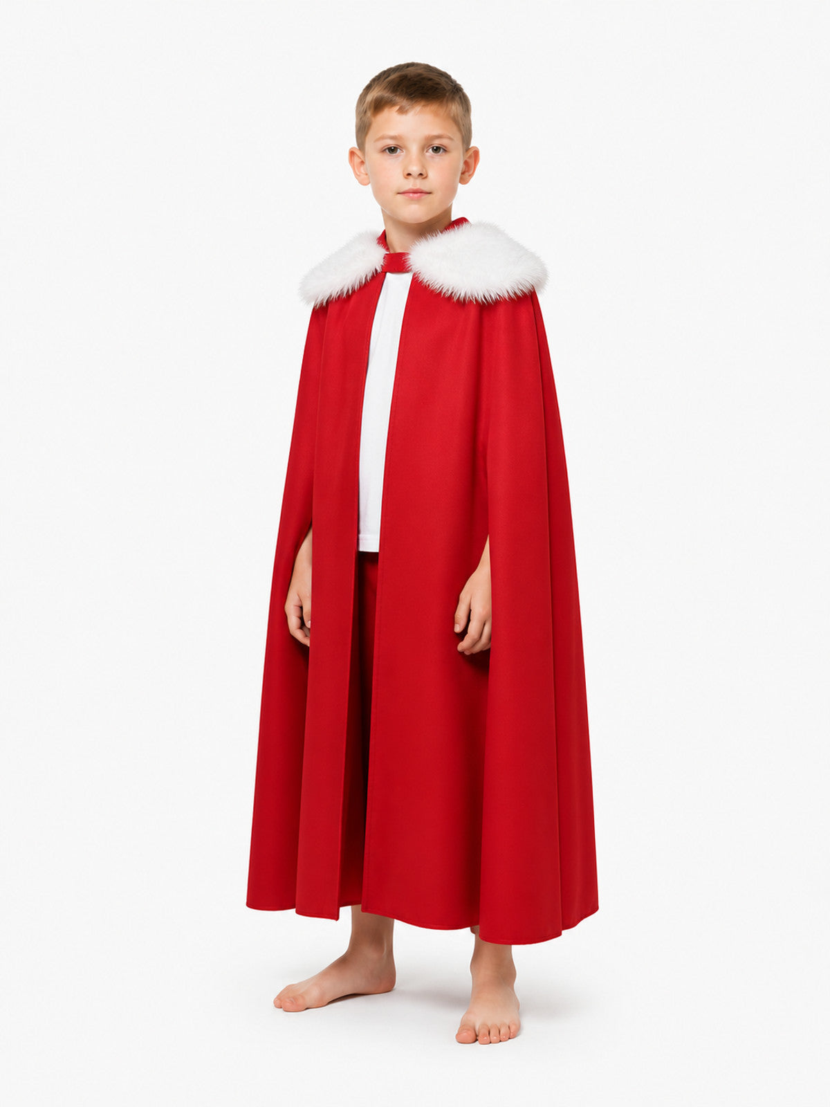 Long Cosplay Cape with White Fur Trim Costume Capes detail