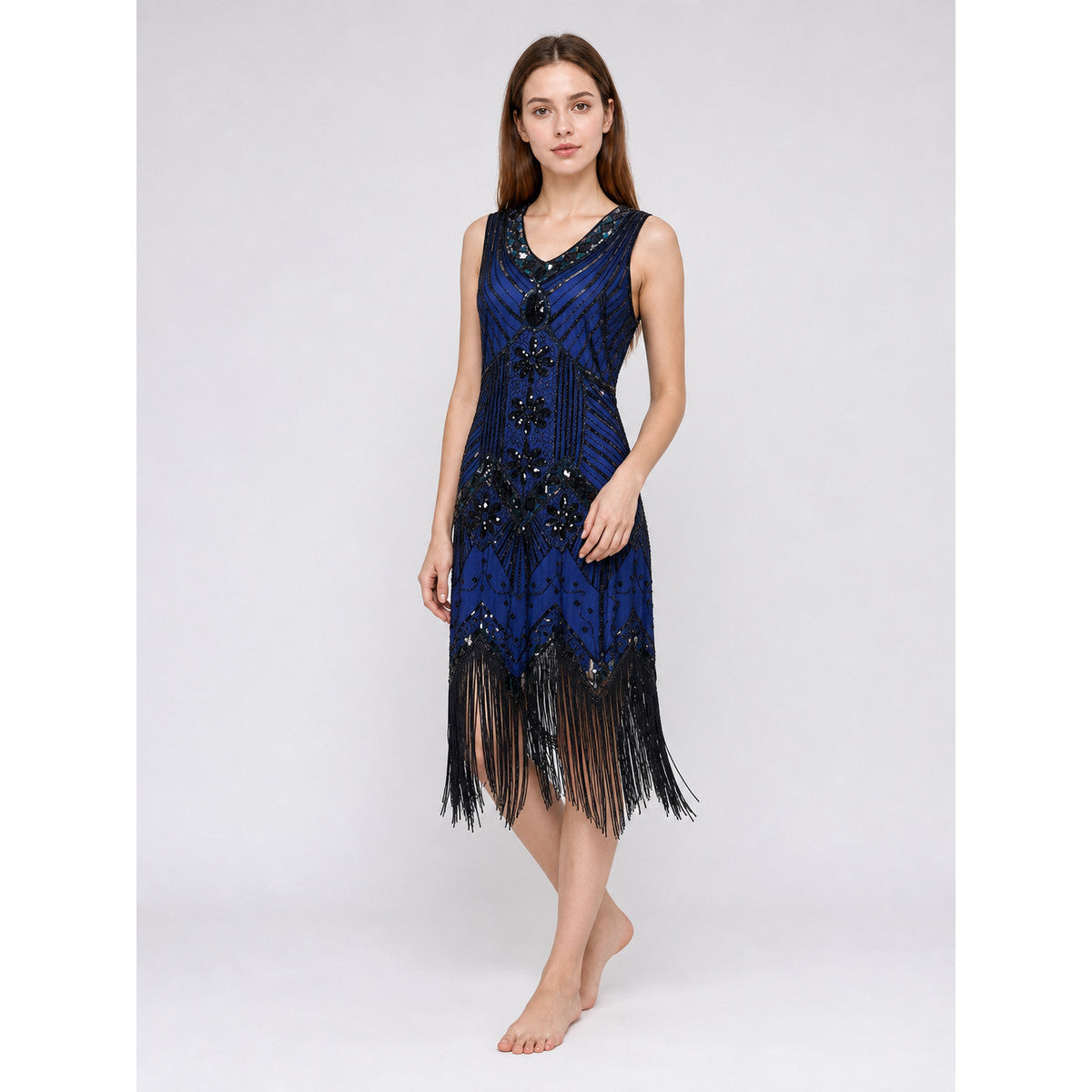 Art Deco Dress with Fringe and Sequins