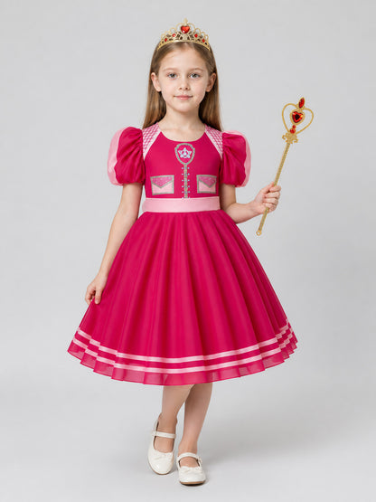Children's Princess Costume Dress with Crown and Wand