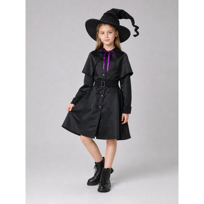 Carnival Costume with Dress, Hat, and Purple Trim