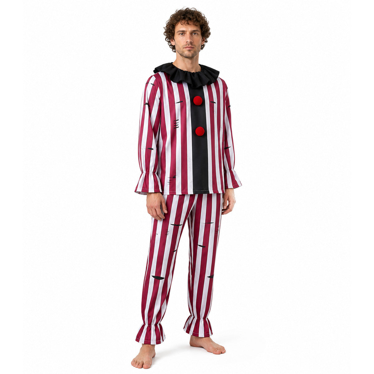 Red-and-White Striped Clown Costume, 2-Piece lifestyle