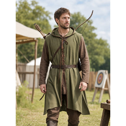 Medieval Cotton-Linen Hooded Tunic lifestyle view 2