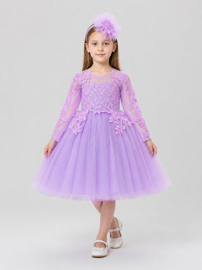 Children’s Princess Dress with Embroidery and Floral Headband product detail