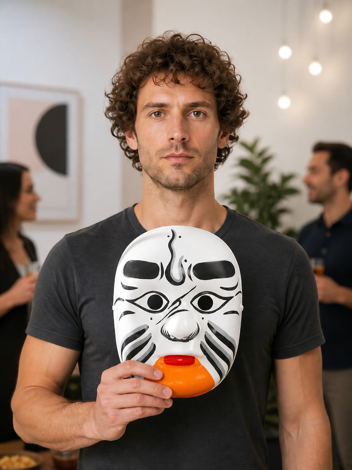White Painted Carnival Mask for Halloween and Cosplay lifestyle view