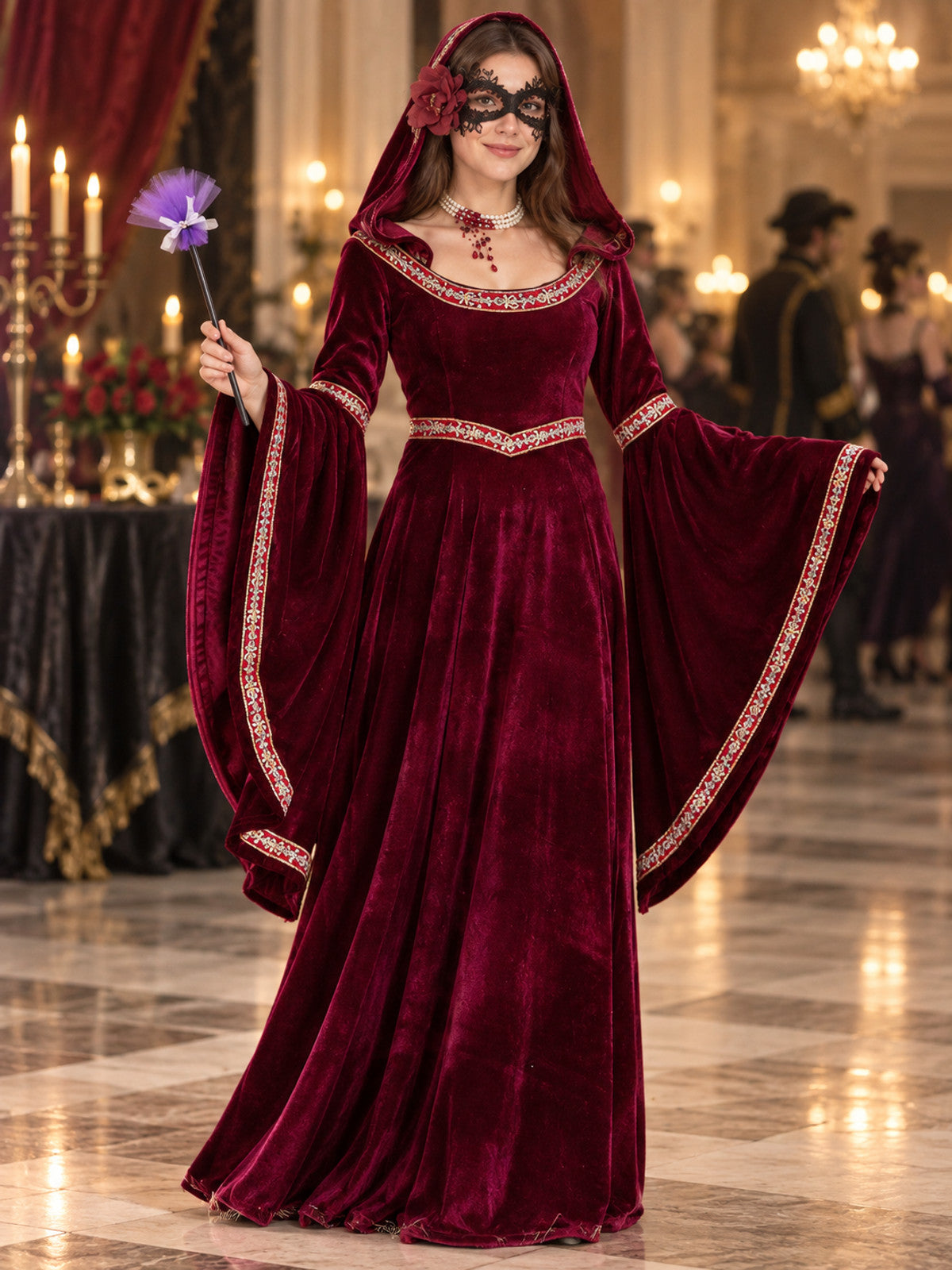 Medieval-Style Carnival Costume, Burgundy