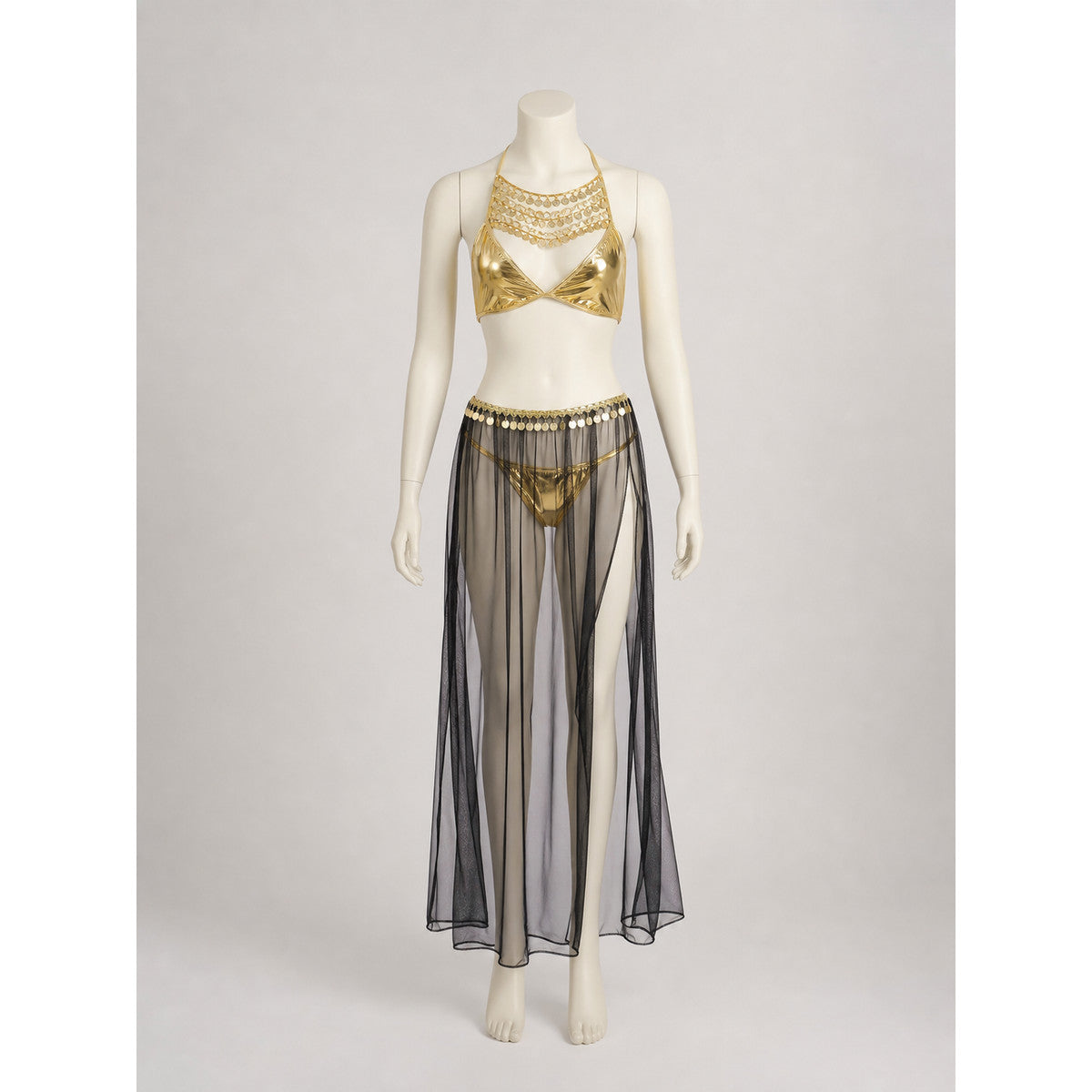 Cleopatra Costume with Gold Detailing and Sheer Skirt