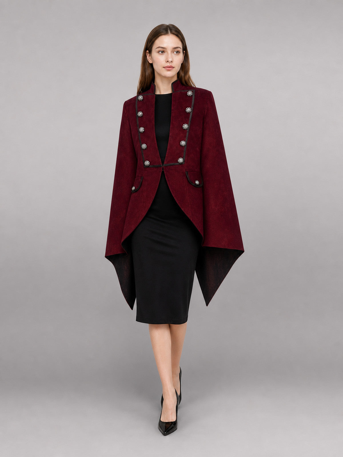 Costume Tailcoat in Burgundy with Black Lapels