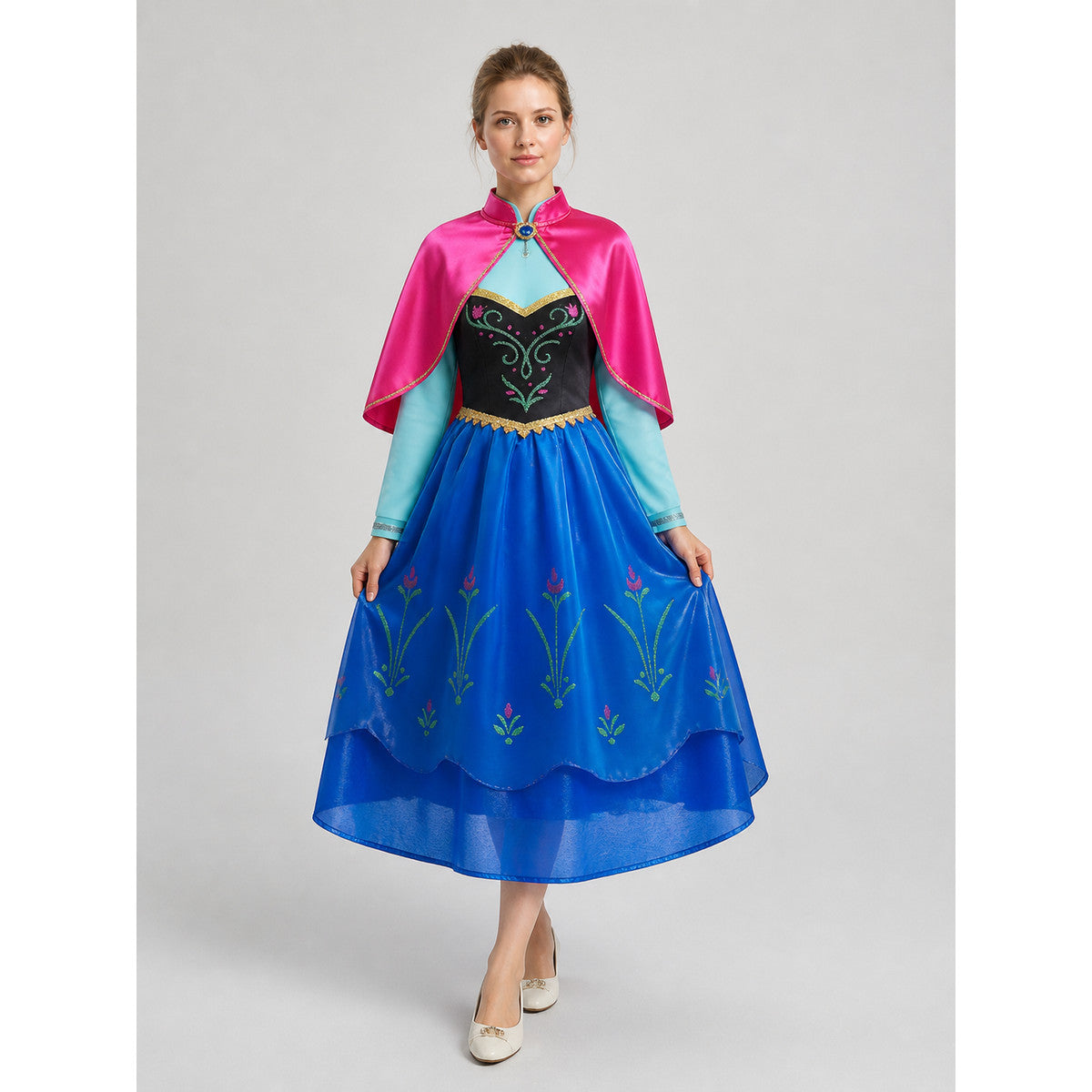 Princess Elsa Dress with Blue Skirt and Pink Cape Costume Dresses detail