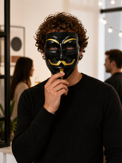 Halloween Mask with Gold Mustache and Beard for Cosplay lifestyle view