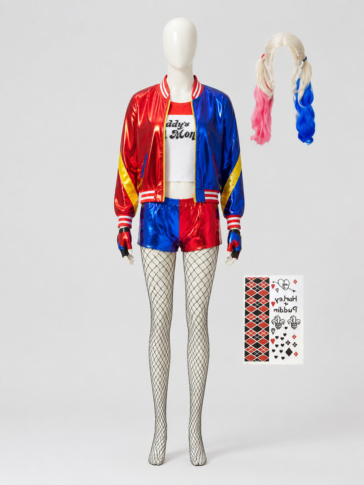 Harley Quinn Cosplay Costume, 8 Pieces Costumes detail