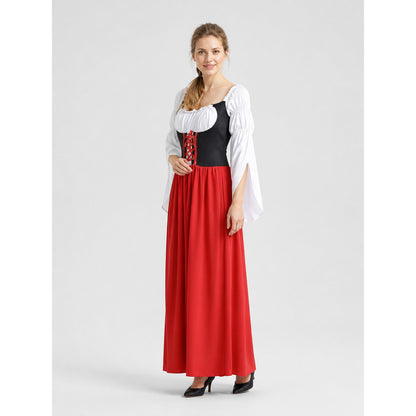 Bavarian Dress for Beer Festivals, Red, White, and Black Costume Dresses detail