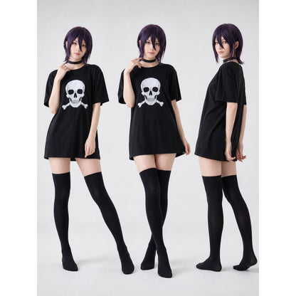 Women's Black Oversized Skull T-Shirt lifestyle view