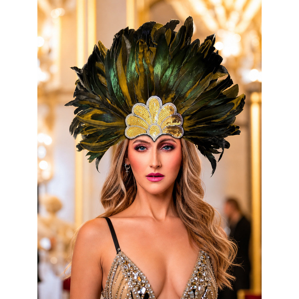 Carnival Feather and Sequin Headpiece lifestyle