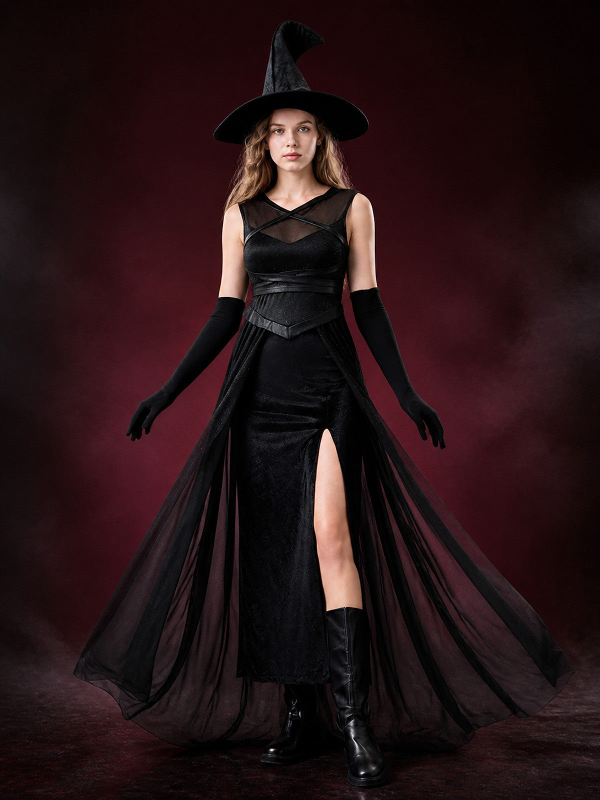 Witch Costume with Long Gloves and Hat main product view