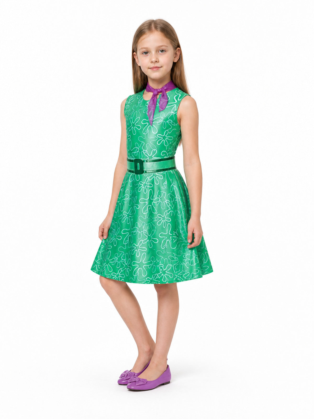 Green Kids' Inside Out 2 Cosplay Dress for Halloween