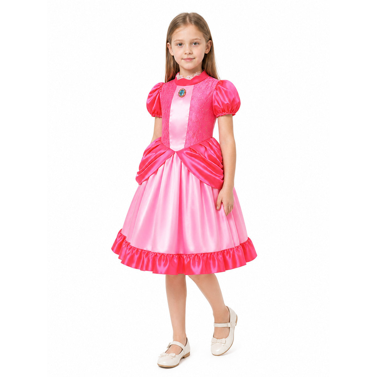 Princess Dress with a Full Skirt and Short Sleeves Costume Dresses detail