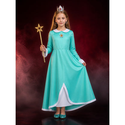 Kids' Peach Princess Costume Set - Dress with Crown, Brooch, Earrings & Magic main product view