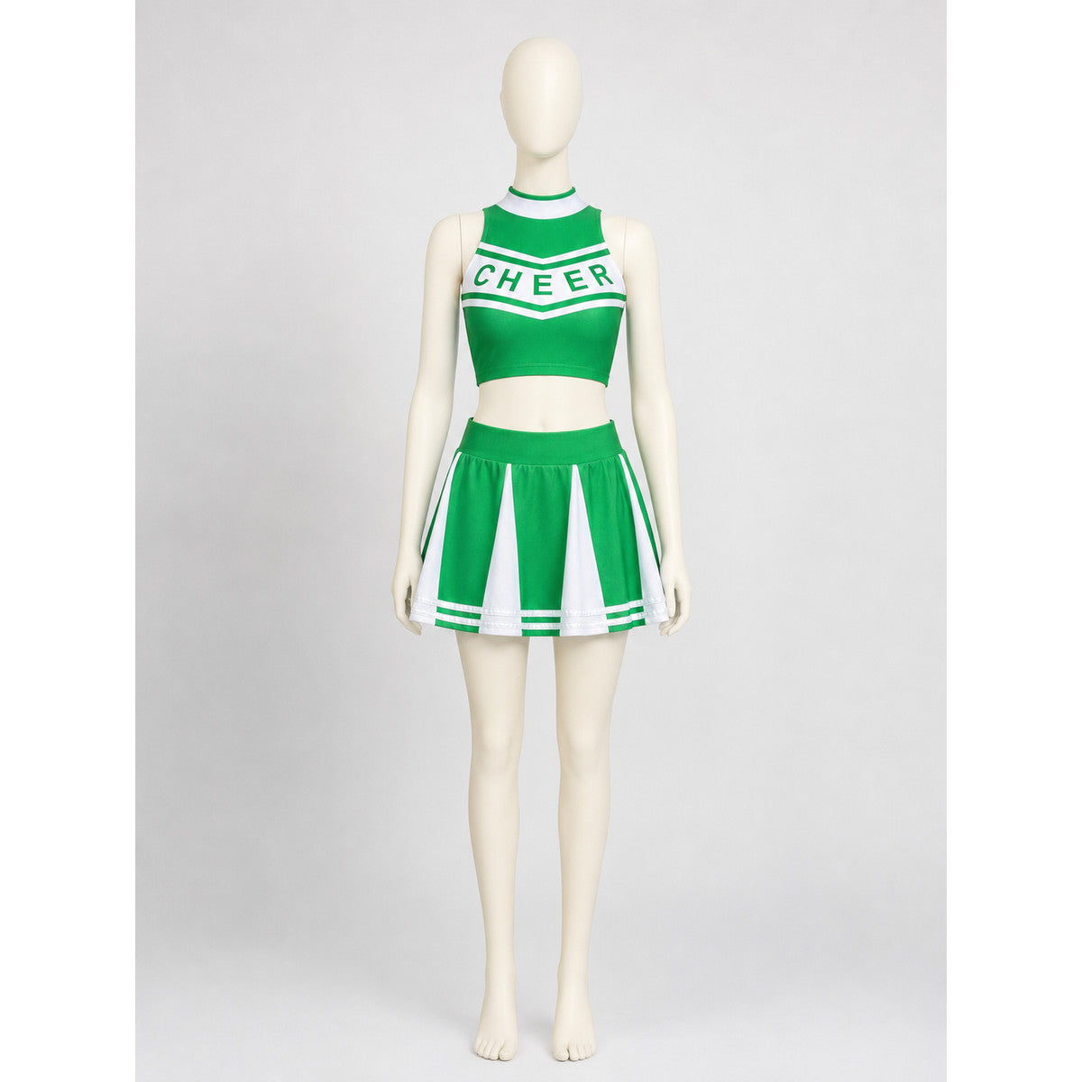 Green-and-White Cheerleading Costume, Top and Skirt
