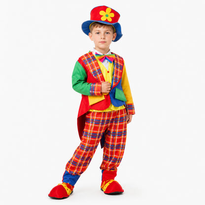 Plaid Clown Costume with a Flower on the Hat Costume Headwear detail