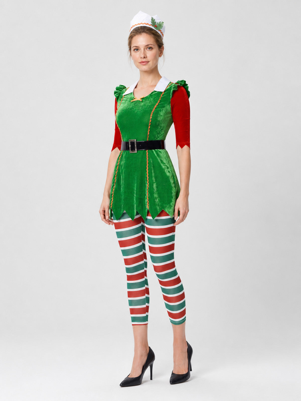 New Year Elf Costume with Skirt and Hat side view