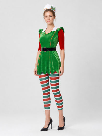 New Year Elf Costume with Skirt and Hat side view