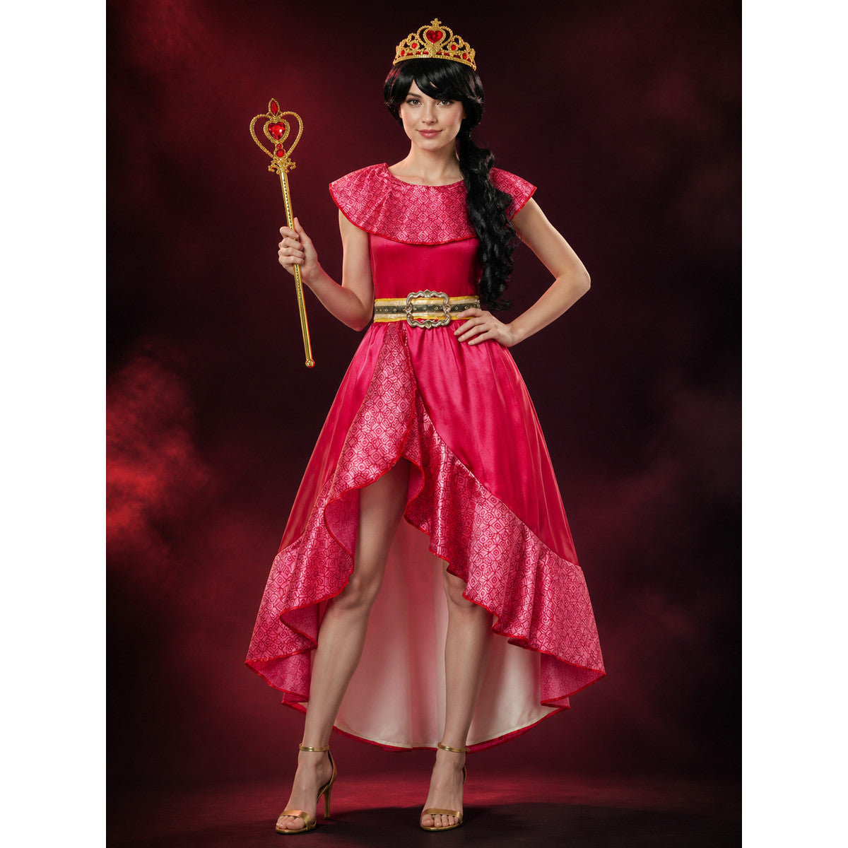 Girls Princess Costume Set, Bright Pink Dress with Crown and Magic Wand lifestyle