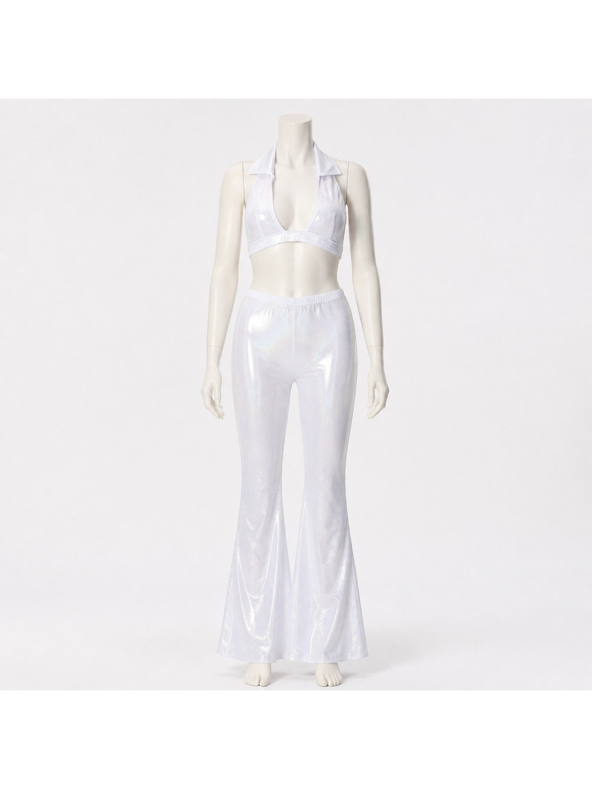 White stage costume with a top and flared pants Costumes detail