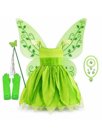 Disney Flower Fairy Dress Up Girls Cosplay Princess Dress Wings Halloween Elves