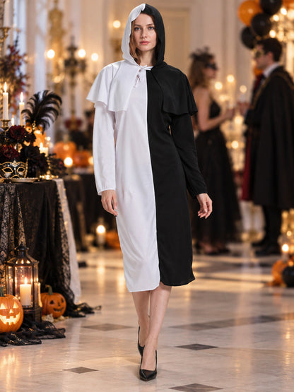 Black-and-White Hooded Costume Dress lifestyle view